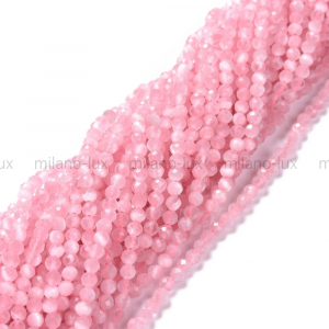 Кошачий Глаз Розовый шар гранёный 3мм; нить 36см