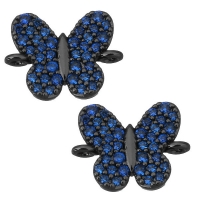 Коннектор Бабочка с синими фианитами, цвет чёрный