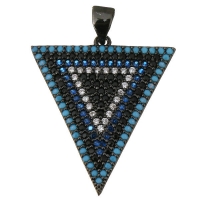 Подвеска Треугольник с чёрными и голубыми фианитами, цвет чёрный
