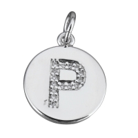 Подвеска Буква P, медальон, цвет платина