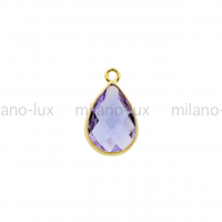 Подвеска Капля Аметист стекло; цвет золото 