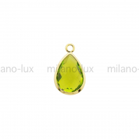 Подвеска Капля Лаймовое стекло; цвет золото