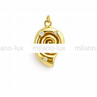 Подвеска Ракушка аммонит маленький с фианитами; цвет золото