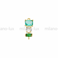 Коннектор Дорожка из фианитов, Зелёные тона; цвет золото