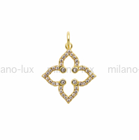 Подвеска Клевер 18.5*16мм с фианитами; цвет золото