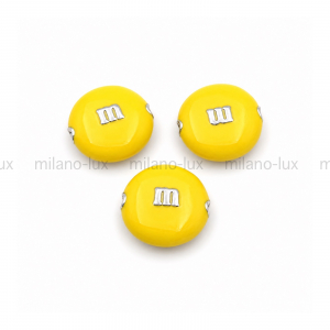 Бусина m&m с Жёлтой эмалью, цвет платина