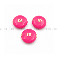 Бусина m&m с эмалью Фуксия, цвет золото