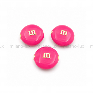 Бусина m&m с эмалью Фуксия, цвет золото