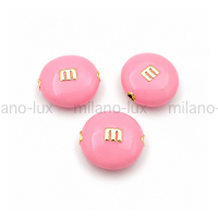 Бусина m&m с нежно-Розовой эмалью, цвет золото