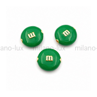 Бусина m&m с Зелёной эмалью, цвет золото 