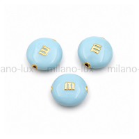 Бусина m&m с Голубой эмалью, цвет золото