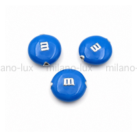 Бусина m&m с Синей эмалью, цвет платина 