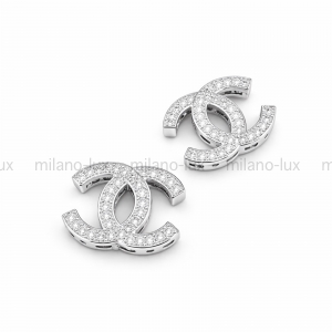 Бусина-Коннектор Шанель 2х сторонняя; цвет платина