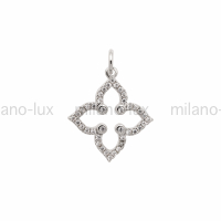 Подвеска Клевер 18.5*16мм с фианитами; цвет платина