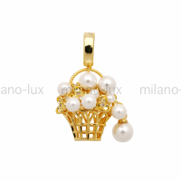 Подвеска Корзинка с россыпью "Жемчуга" на бейле; цвет золото