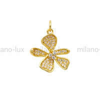 Подвеска Цветок 18*16.5мм с фианитами; цвет золото