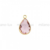 Подвеска Капля Розовое стекло; цвет золото  