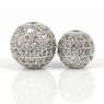 Бусина Шар с Фианитами, 6мм; цвет платина 