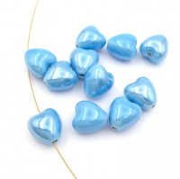 10 бусин Сердце Голубое из керамики 10*12мм 