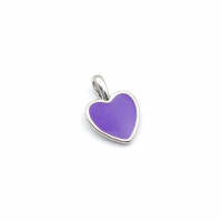 Подвеска mini Сердце на бейле с Фиолетовой эмалью; цвет платина