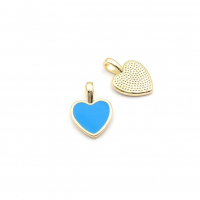 Подвеска mini Сердце на бейле с Голубой эмалью; цвет золото