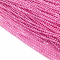 Фианит шар в ювелирной огранке 2мм, цвет Розовый Турмалин; нить 37см