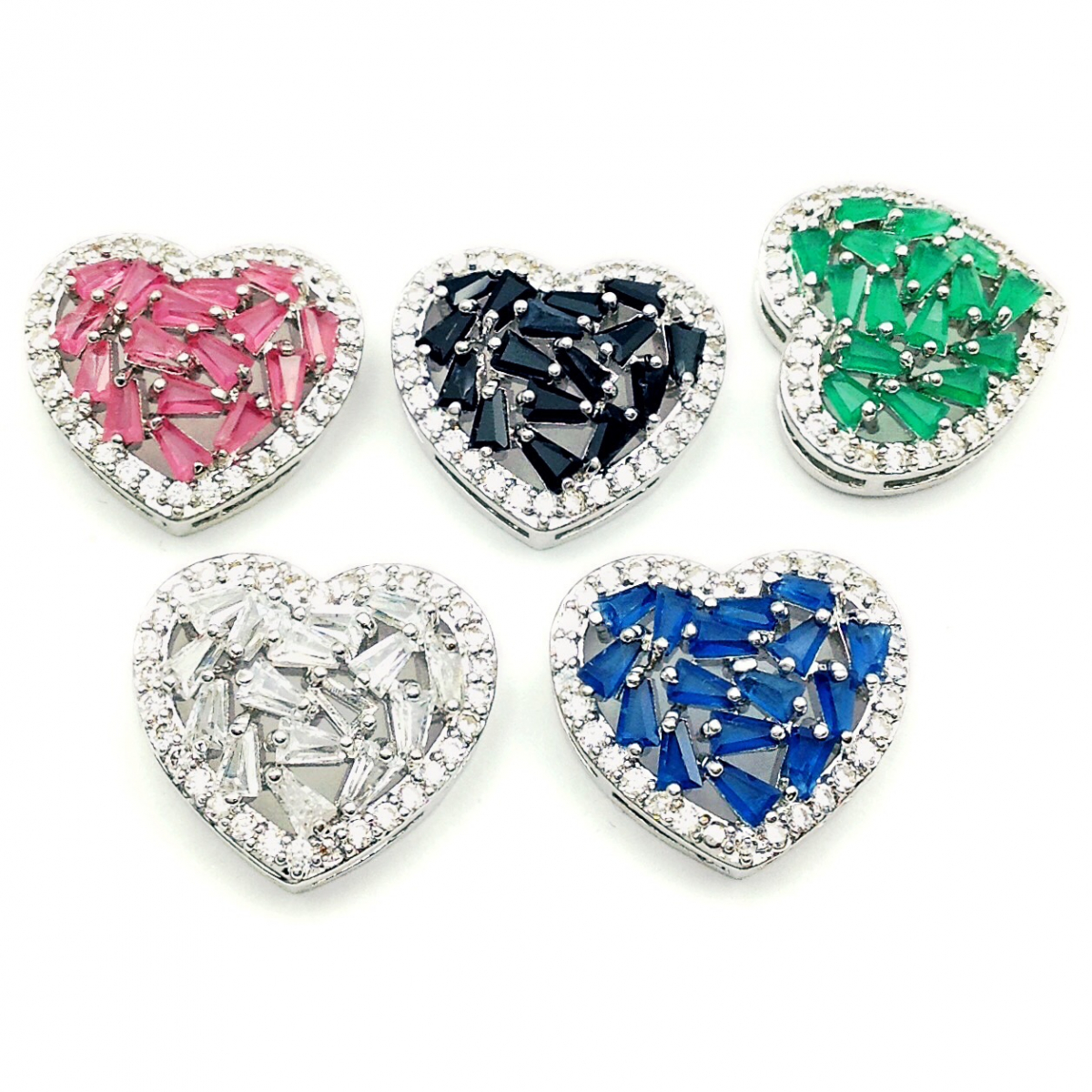 Подвеска с цветными фианитами. Swarovski бусина сердце 12мм Wild Heart.