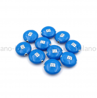 Бусина m&m с Синей эмалью, цвет платина 