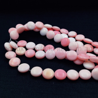 1 Бусина из Розовой раковины, 10мм; форма таблетка