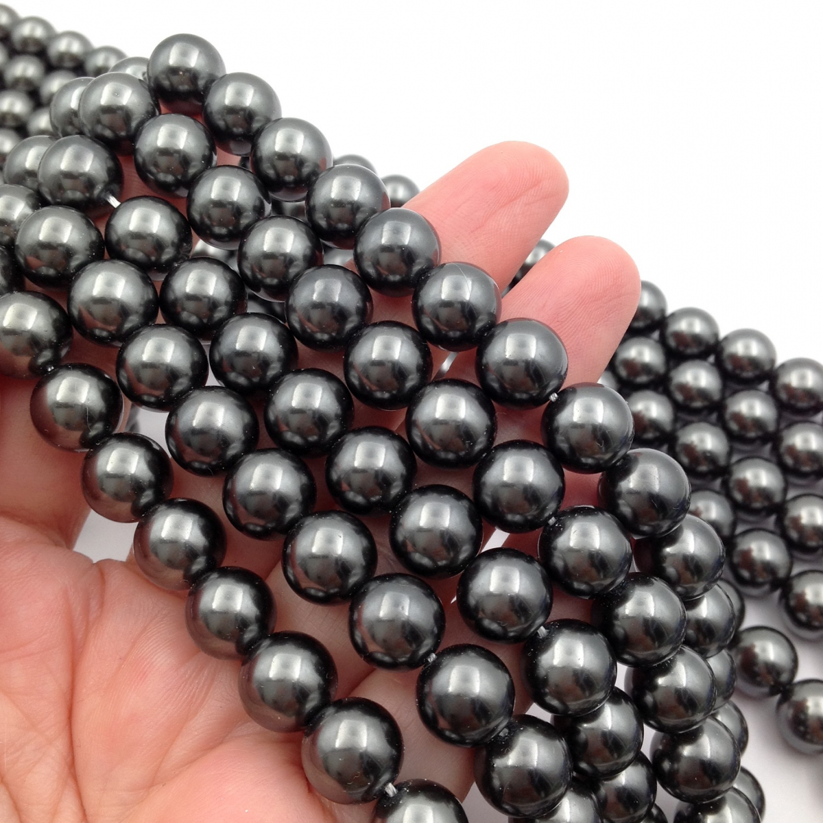Жемчуг имитация Майорка Black, шар; нить 39см - milano-lux.ru