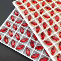 Кристалл Лодочка 10*5мм - Light Siam - В ОПРАВЕ 