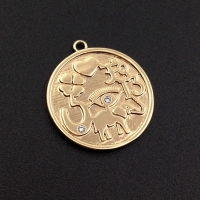 Медальон Символы с фианитами; цвет золото