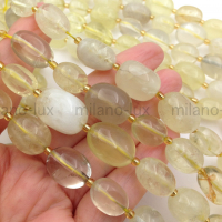 Натуральный Лимонный Кварц A Grade 13-18мм; нить 40см