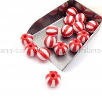 Шар полосатый Красный, 12мм, акрил