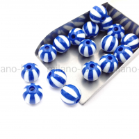 Шар полосатый Синий, 12мм, акрил