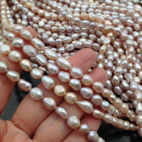 Натуральный Жемчуг Барочный Рис 6-9мм, Розовый Павлин; нить 35см