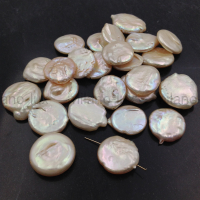 1 бусина жемчуга, A Grade,  форма Монета, цвет Розовое Золото, размер 16-18мм 