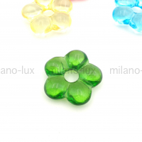 Элемент Цветок 24мм стекло, цвет Хризолит