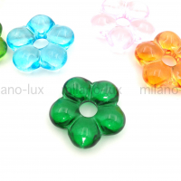 Элемент Цветок 24мм стекло, цвет Зелёный