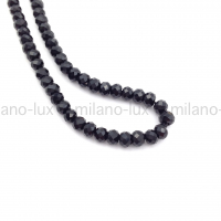 Чёрный Агат гранёный Рондель, 3*4мм; нить 38см