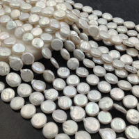 Жемчуг Натуральный AA Grade, монета 10мм; нить 38см