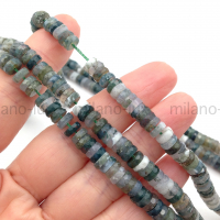 Моховой Агат спейсер в ювелирной огранке 6*2мм; нить 18см