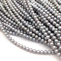 Жемчуг Натуральный AA Grade, Стальной ШАР 4.7мм; нить 38см