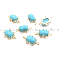 Коннектор Овал Бирюзовая Майорка, 21*11мм; 1 штука