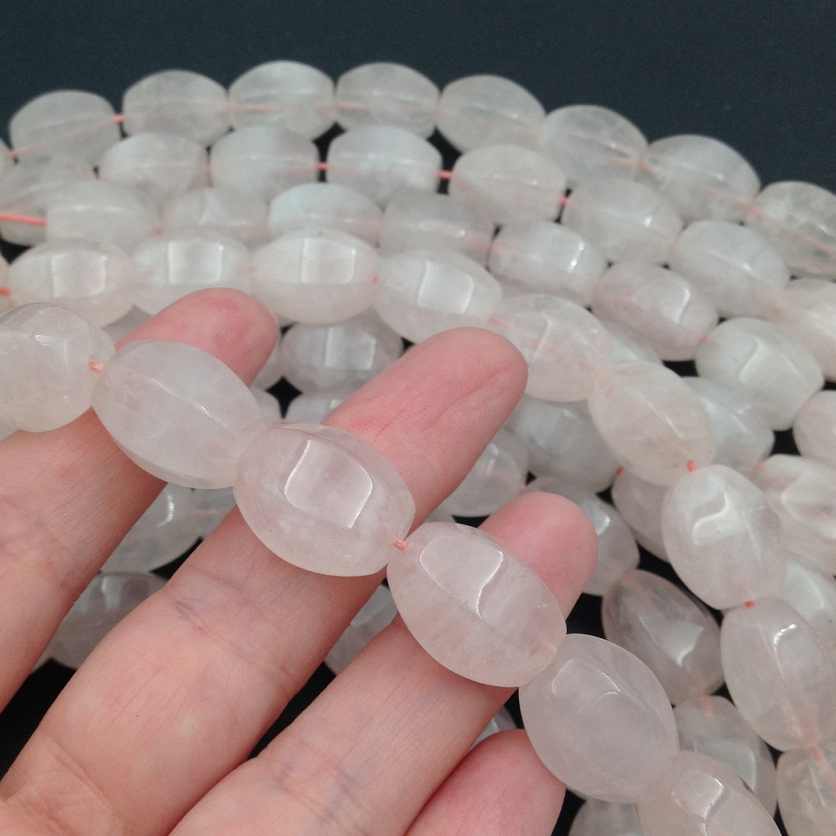 Натуральный Розовый Кварц, бусина с гранями 18*12мм; 2 бусины - milano ...