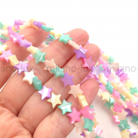 Перламутр натуральный, Микс Звезда 8мм; нить 39см