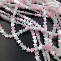 Перламутр натуральный, Розово-Голубой Звезда 6мм; нить 39см