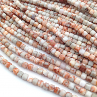 Яшма натуральная Red Line бусины куб 4.5мм; нить 38см