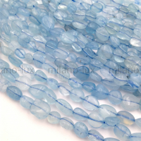 Натуральный Аквамарин, свободная форма 6-12мм; нить 39см