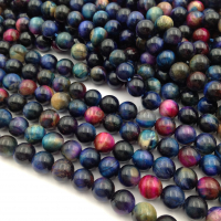 Синий Микс Тигровый Глаз A Grade, шар 8.5мм; 1/2 нить- 19см